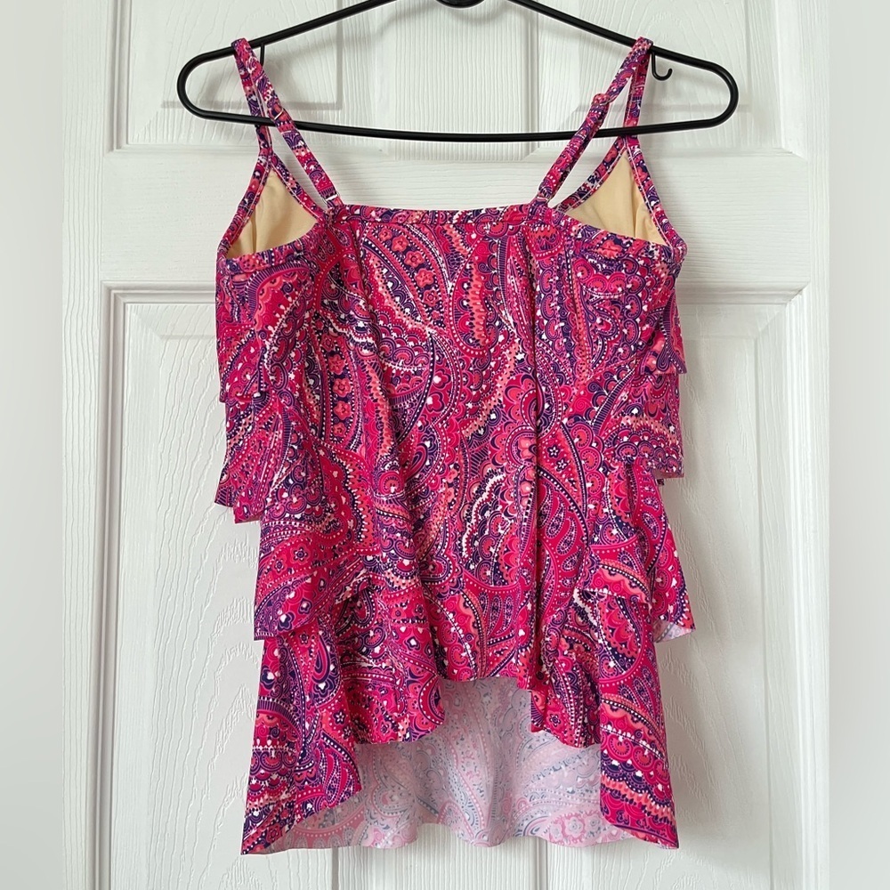 Miraclesuit DD Cup Tankini Top Pink Paisley Size 10 - Picture 3 of 7